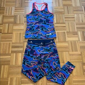 ADIDAS BY STELLA MCCARTNEY Blue Camo Athleisure/Workout/Yoga Set